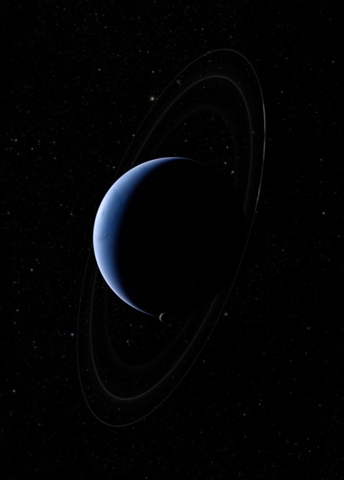 This image is made from data acquired during Voyager 2&rsquo;s closest approach to Neptune on August