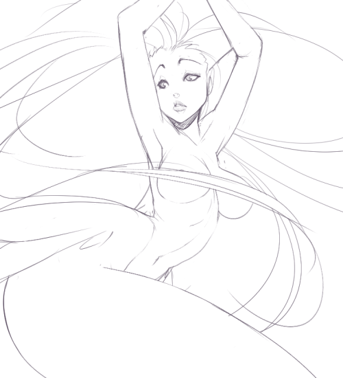 stickysheep:stickysheepart:  Super quick mermaid doodle  Man idk I want to color this