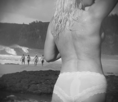 secretsexcloset: secretsexcloset: I was at the beach, taking pictures in wet panties. And it was pre