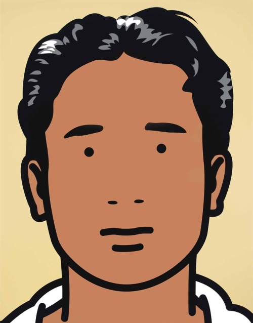 thunderstruck9:  Julian Opie (British, b. 1958), Nantra, Pool Attendant, 2002. Vinyl on wooden stretcher, 192 x 150.5 cm.