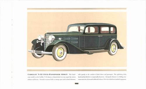 1933 Cadillac illustrations from a sales brochure