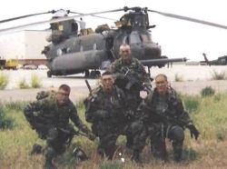 soldierporn:  hashtag-ranger:  Rotor wing ops back in 00. Damn I feel old, lol Aco 2/75   [Damn, I’d wager good money that’s one of 160th SOAR’s Chinooks, looking decidedly old school with that outdated paint job.]