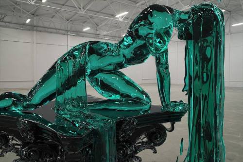 thedesigndome: Melting Glass Sculptures Of Drowning Female Figure Set On A Pedestal Artist Alexandra