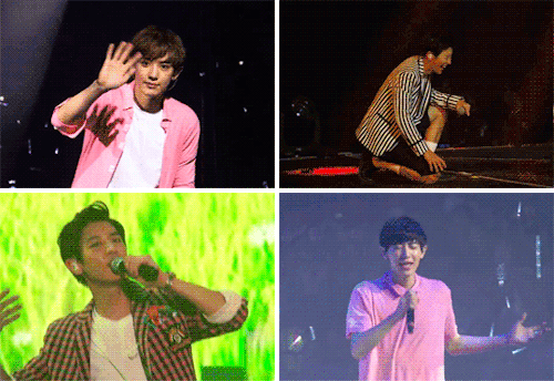 chanyoelpark: A compilation of Chanyeol being all smiley and having fun on stage! ðŸ˜ I wanna wish a very happy birthday to the most cheerful and uplifting person I can think of! ðŸŽ‰ A frown doesnâ€™t belong on your angelic face, and as unrealistic