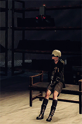 shuujaye:  9S listening to the jukebox   ♫♪  