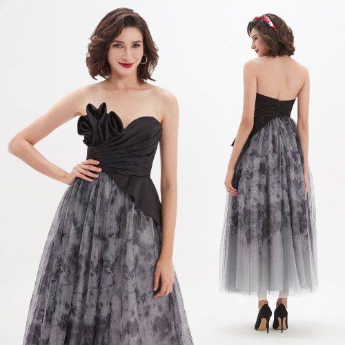  eDressit Black Corset Stylish Printed Tulle Party Evening Dress (04210100)