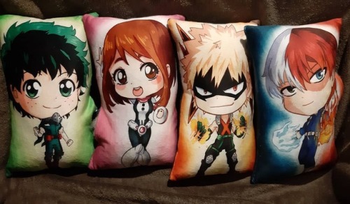 New pillow designs for 2018 incoming! Here are some MHA designs available for @ctgamercon and #anime