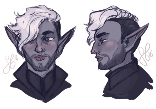 scribbly concepts for an exiled space elf princeling