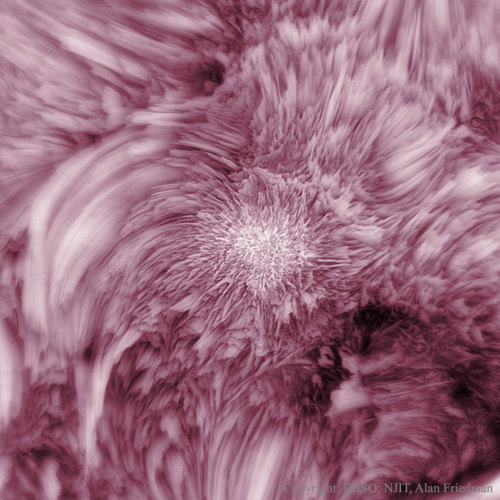 Red light emitted by hydrogen on the chromosphere of the sun js