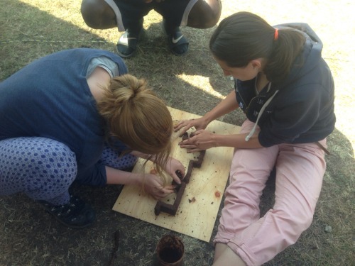 Martina and Clara working on the models.