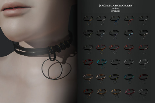 katrina-y:Metal Choker Set Circle Choker 4 sizes male/female Chain Earring-choker only female HQ c
