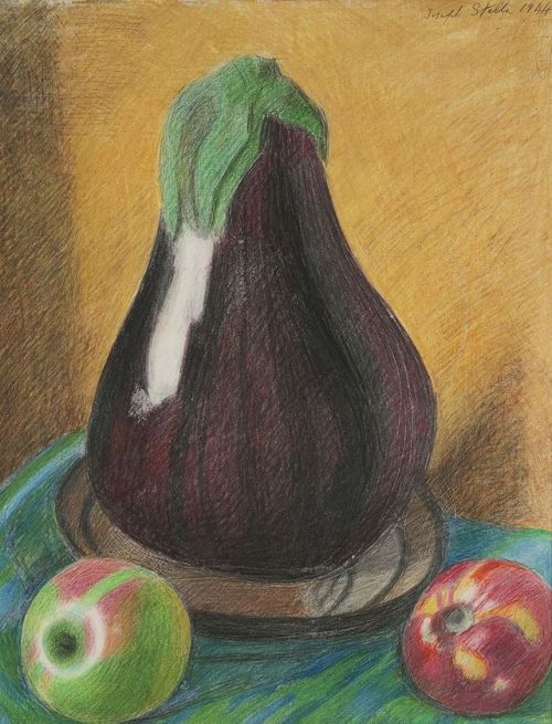 thunderstruck9:Joseph Stella (American, 1877-1946), Eggplant, 1944. Crayon and silverpoint on paper,