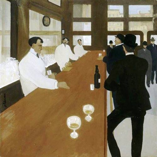 huariqueje:Bar in Pennsylvania   -   Jean Émile Laboureur1904French  1877-1943Oil and pastel on canv