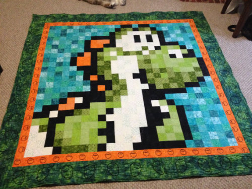 retrogamingblog: Yoshi Quilt made by MermaidQuiltingCheck it out here