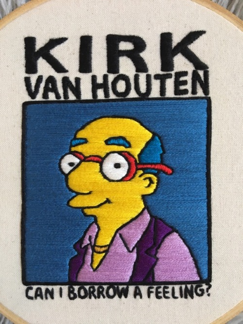 Can I Borrow a Feeling Kirk Van Houten Embroidery Hoop available at etsy.com/shop/embroiderybyjessi 