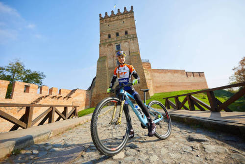 roaradventures:  Yana Belomoina poses for a photo during Lubart’s Castle Ride project in Lutsk, Ukra