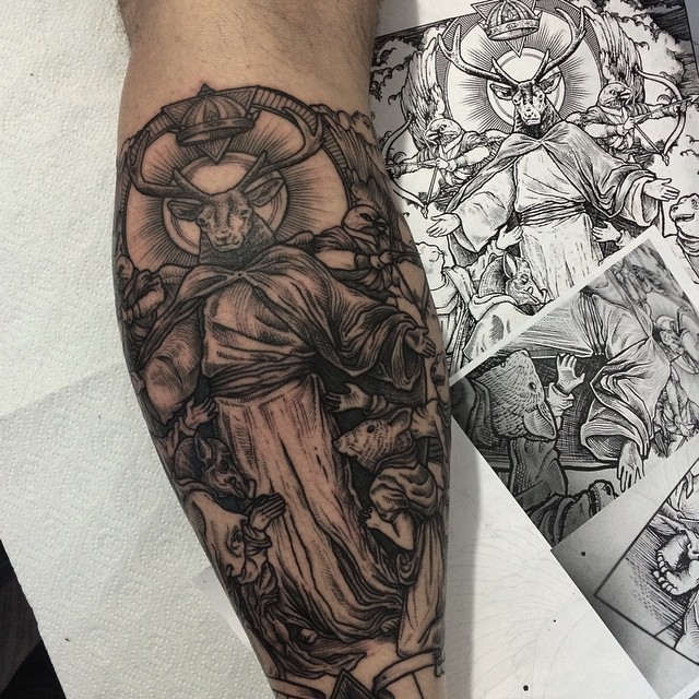 sashatattooing:  For @bar_sick Illustration by @yeaaahstudio Thank yo so much🙏😍