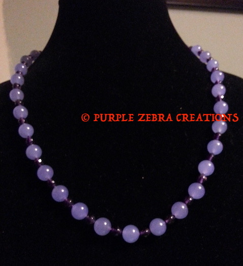 purple-zebra-creations: Pretty Purples in a Jade, Amethyst and Sterling Silver Necklace 10mm Dyed La