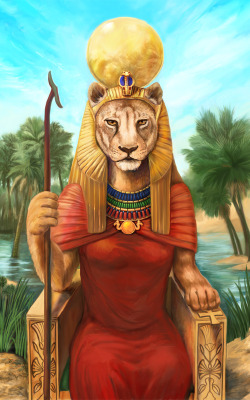 dwellerinthelibrary:  A Prayer Card of Sekhmet