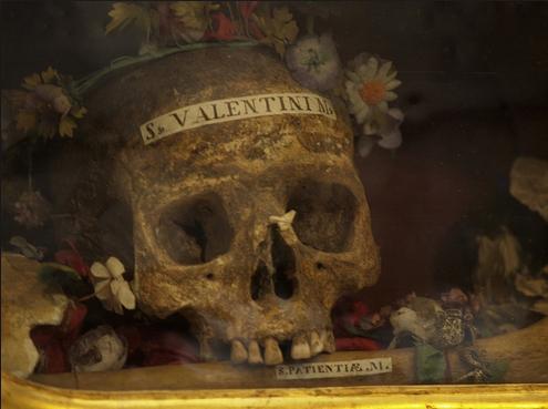 room42: pixel-fix:St. Valentine’s skull.Crowned with flowers, kept and displayed in the Basili