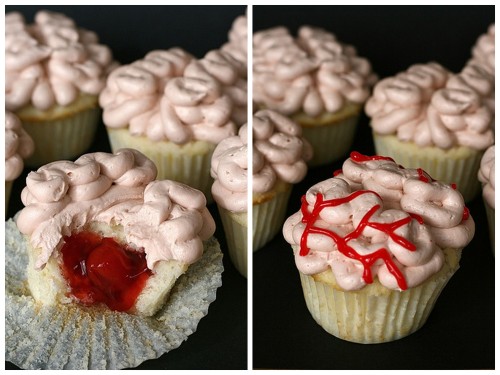 DIY Brain with Blood Clot Cupcake Updated 2019The cupcake filling is canned cherry pie filling.