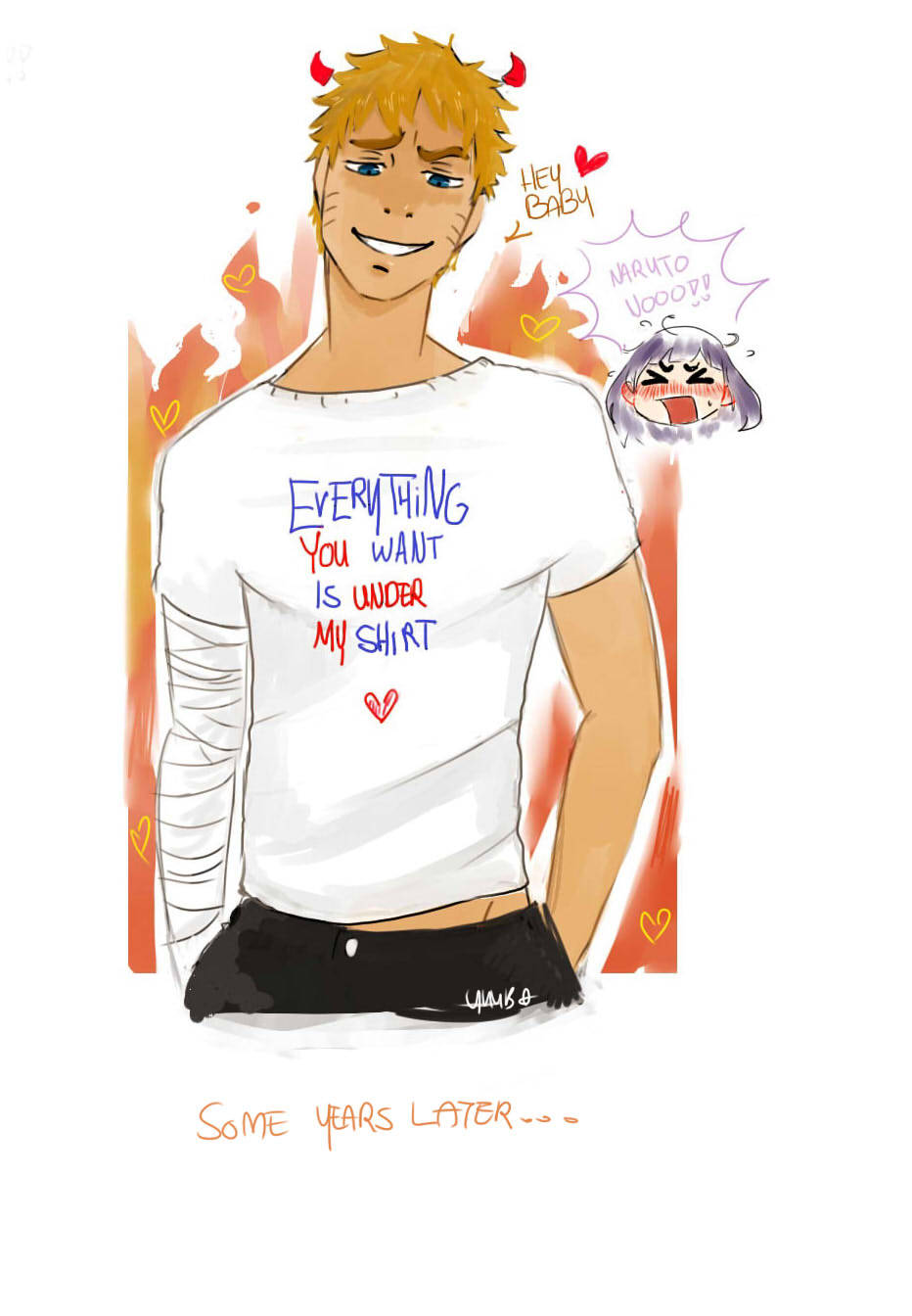 yuubasdoodle:  she destoryed his shirt but all he wants is under her shirt , you