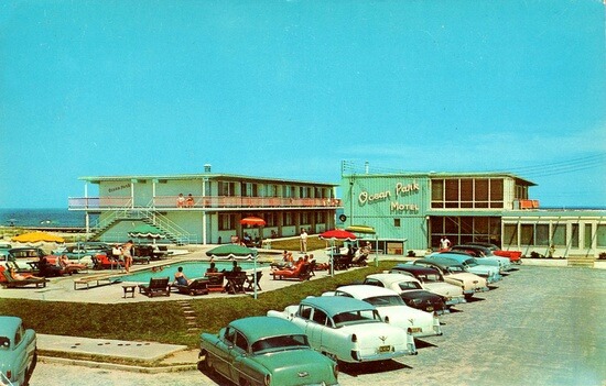 imperialgoogie:  the50s:  Ocean Park Motel - Ocean City, MD, 1950s  It’s a sea