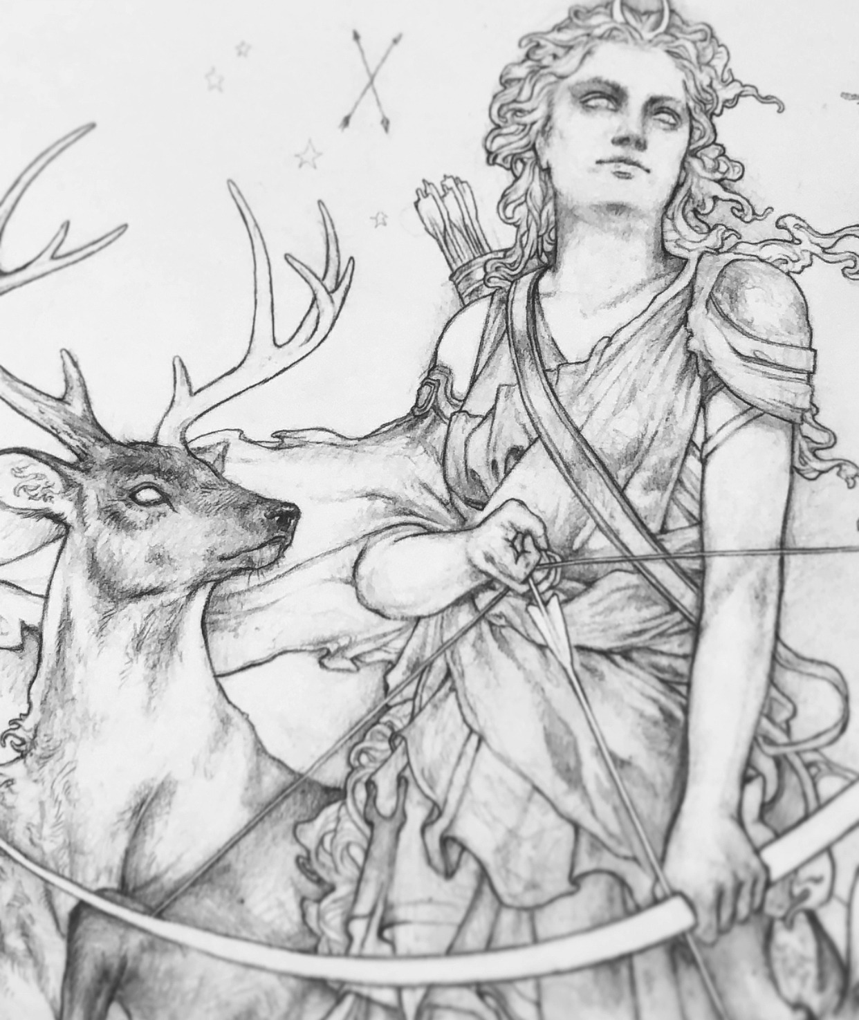 greek goddesses artemis drawing