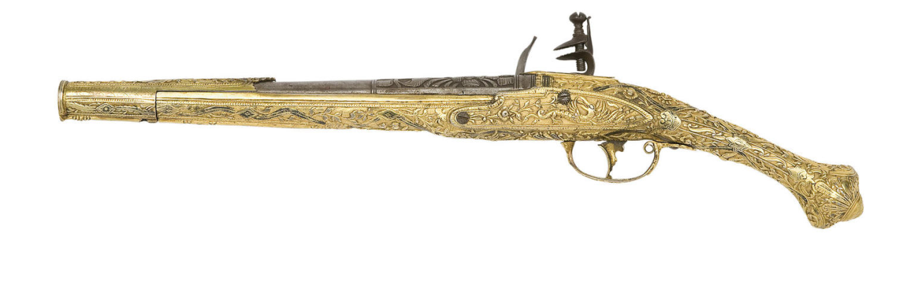 peashooter85:  A silver mounted, gold plated flintlock pistol originating from Montenegro,