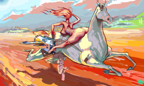 david-brun:  One of my personal projects in which I currently work. An artbook called “Mother’s race” which is an colorfull illustrated adventure where we can apreciate the moments of a three days race between families riding on giant animals. The