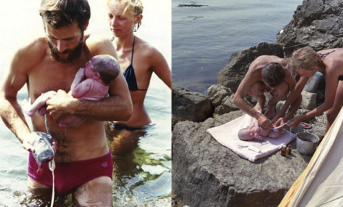 Father registers exciting photos of the birth of their 4 children in the sea. Births of babies are a