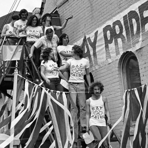 “GAY PRIDE,” Toronto Gay Action members at the start of Toronto’s second Gay Pride