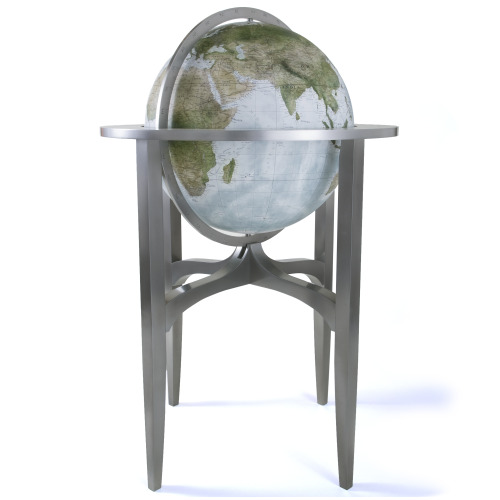 A floor standing traditional terrestrial globe – with a modern feeling in the design and colou