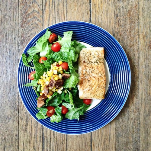 salad and salmon