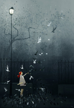 pascalcampion:  My favorite type of mornings. #pascalcampionart -Wet, foggy, cold….makes me all warm inside 