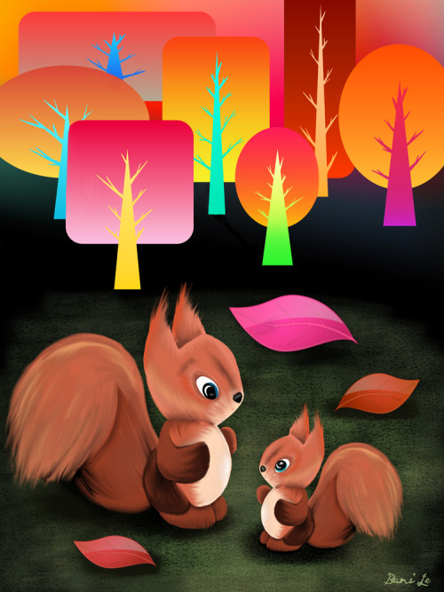littlebunnysunshine - “Squirrels in the Forest” a new print in...