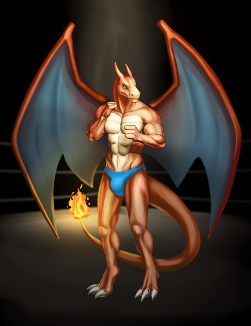 Commission from allaros of a fighting Charizard~He’s very confident he’ll win in combat~