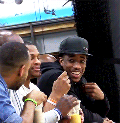 Russell Westbrook and DeMar DeRozan attend a Nike EYBL game in Los Angeles, California
