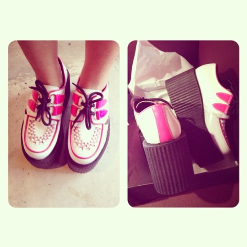 stefanikath:  Alright..last post for these cute boys. 😁 We married! 😂 #underground #undergroundshoes #undergroundcreeper #undergroundcreepers #undergroundengland #creepers #creepershoes #pink #white #triplesole #classic #original #punk #rockabilly