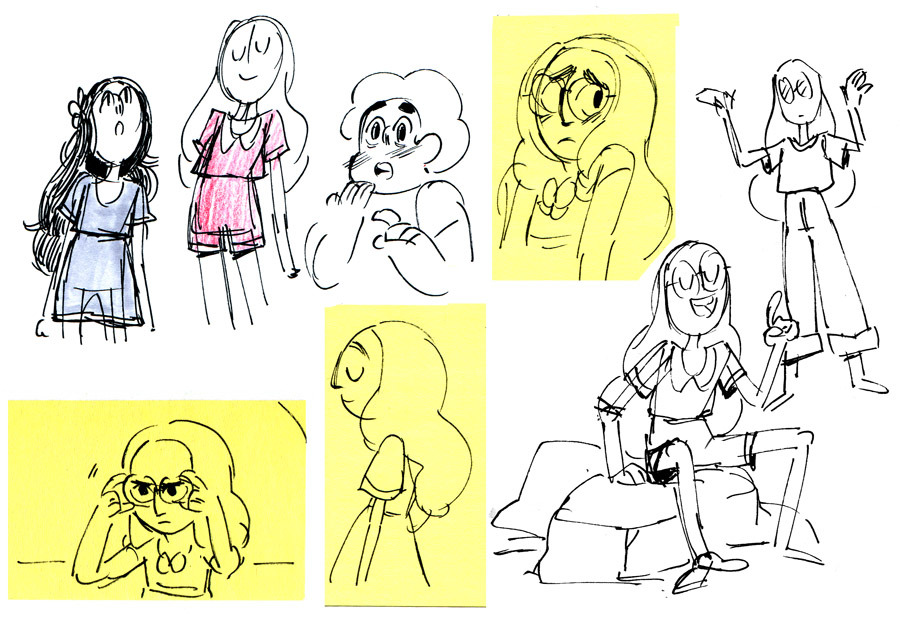 Storyboard Supervisor Kat Morris says:  Some outfit ideas for Connie in “Bubble