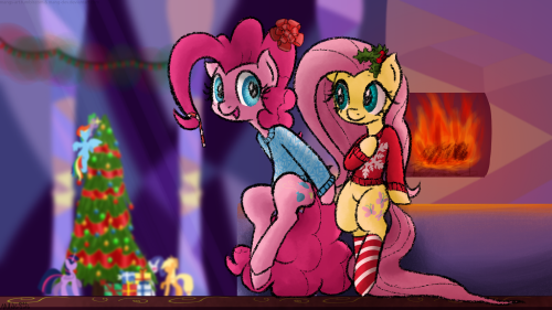 mangs-art:Two qts relaxing at a christmas party <3