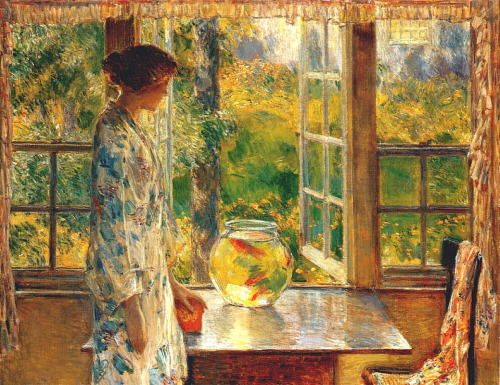 lonequixote:  Bowl of Goldfish by Childe Hassam (via @lonequixote)