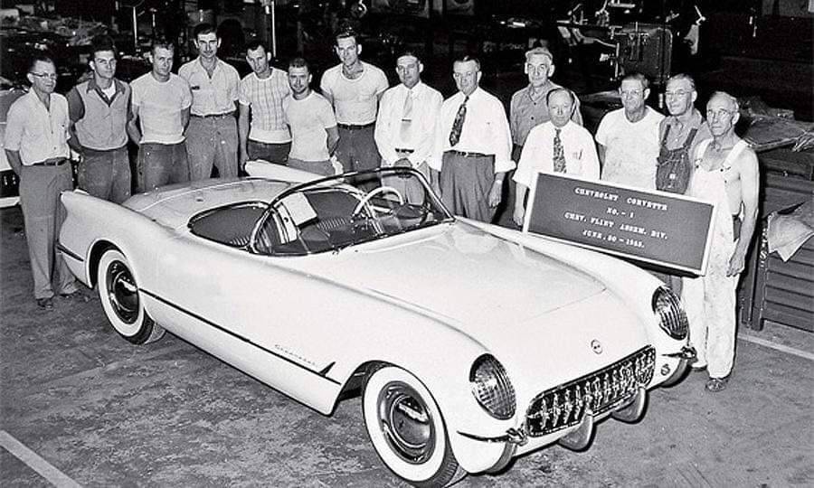 honeynuttkrunch:First Chevy Corvette, Michigan.  June 1953