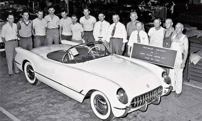 honeynuttkrunch:First Chevy Corvette, Michigan.  June 1953