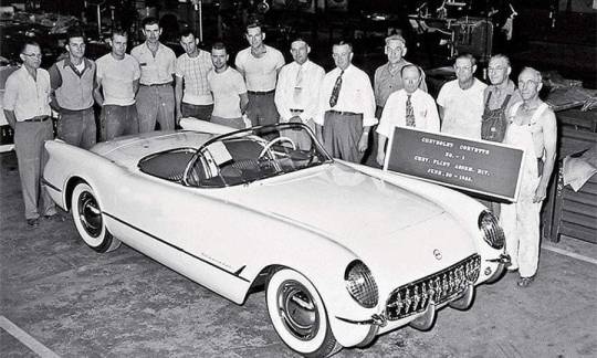 honeynuttkrunch:First Chevy Corvette, Michigan.  June 1953