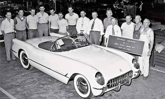 honeynuttkrunch:First Chevy Corvette, Michigan.  June 1953