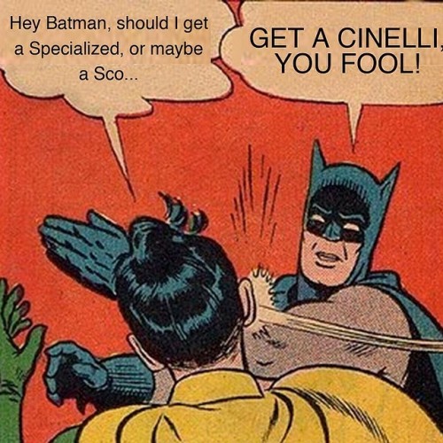 thedrinkslinger:  Nuff said. #bike321 #cinelli #batmanknowswhatsup