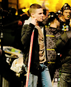 felicitys-smoaks: Stephen Amell filming Teenage Mutant Ninja Turtles II as Casey Jones