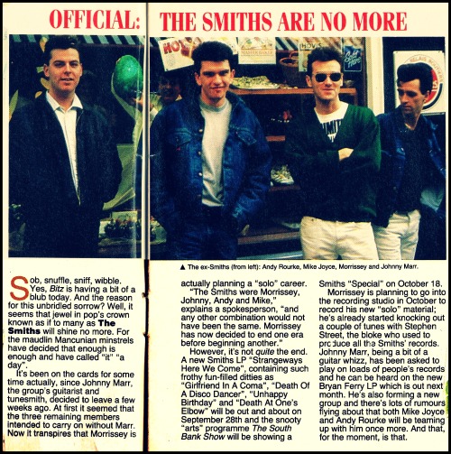 batchelorkisses: The Smiths split up Smash Hits 1987
