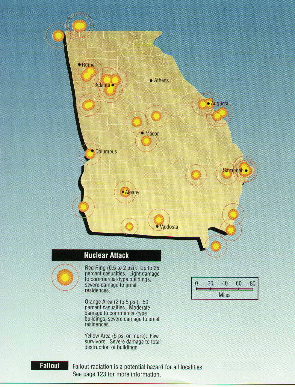 mapsontheweb:  Possible targets in case of a nuclear attack in Georgia, FEMA, 1990.